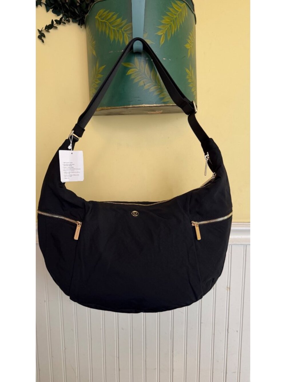 Lululemon Large Slouchy Sling Bag With Gold Metal Hardware Black Adjustable